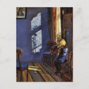 Cartão Postal Luz solar na arte da sala azul por Anna Ancher