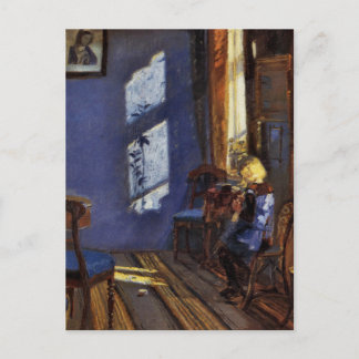 Cartão Postal Luz solar na arte da sala azul por Anna Ancher