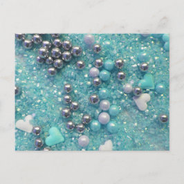 Cartão Postal Luzes Azuis e Corações de Amor