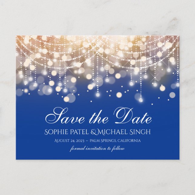 Cartão Postal Luzes azuis e Douradas de bordo (Frente)