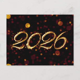 Cartão Postal luzes bokeh 2026 véspera de ano novo