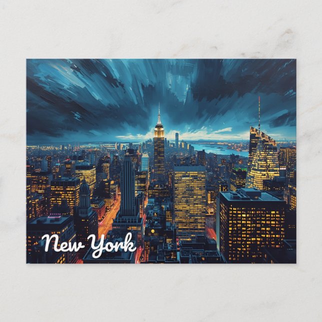 Cartão Postal Luzes da Cidade de Nova York (Frente)