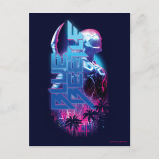 Cartão Postal Luzes da Cidade Retrowave do Besouro Azul