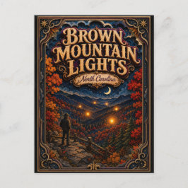 Cartão Postal Luzes da Montanha Brown Carolina do Norte Lenda Po