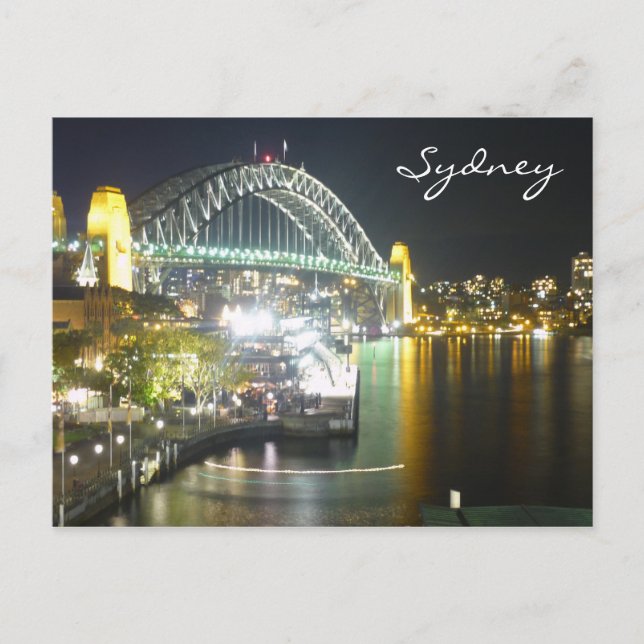 Cartão Postal luzes da ponte de sydney (Frente)