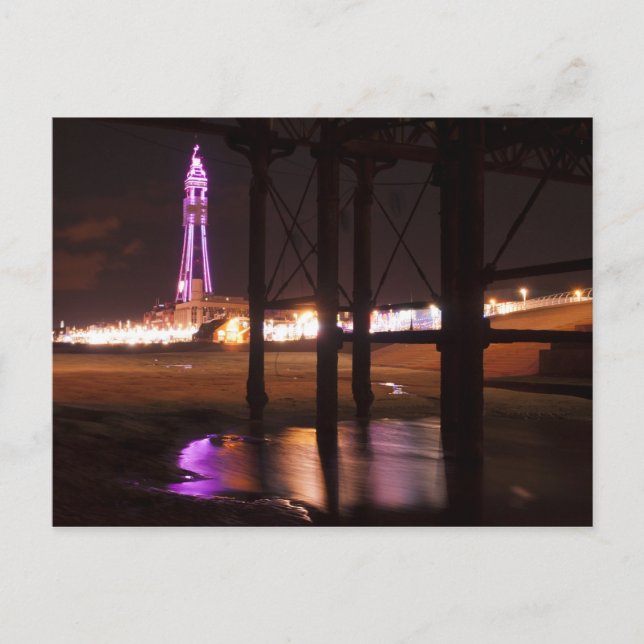 Cartão Postal luzes da torre de blackpool (Frente)