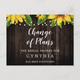 Cartão Postal Luzes de Corda de Madeira de Celeiro de Girassol d