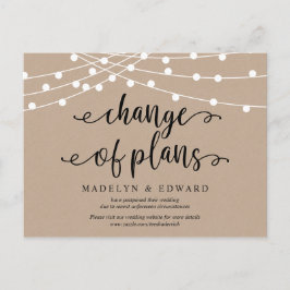 Cartão Postal Luzes de cordas, mudança de planos, casamento adia