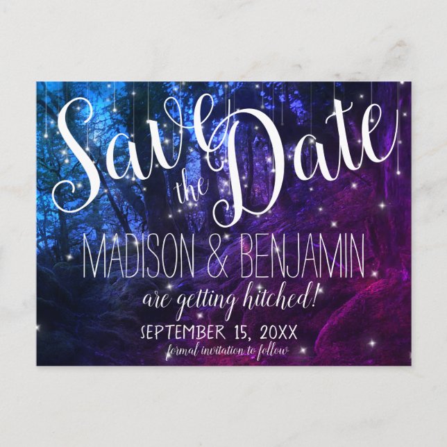 Cartão Postal Luzes de Fada de Árvores Florestais Encantadas Sal (Frente)