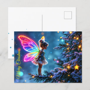 Cartão Postal Luzes de fada de neve da Fada de Fantasia Xmas