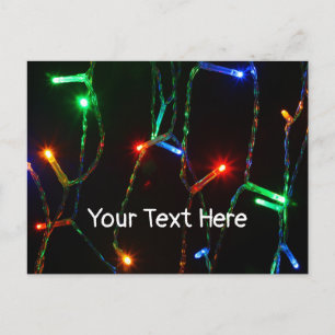 Cartão Postal Luzes de Natal coloridas e personalizáveis