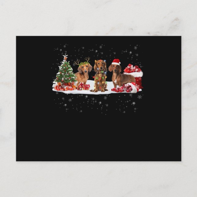 Cartão Postal luzes de natal do dachshund presente para ela (Frente)