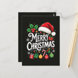 Cartão Postal Luzes de Natal Santa Feliz Natal Feriado