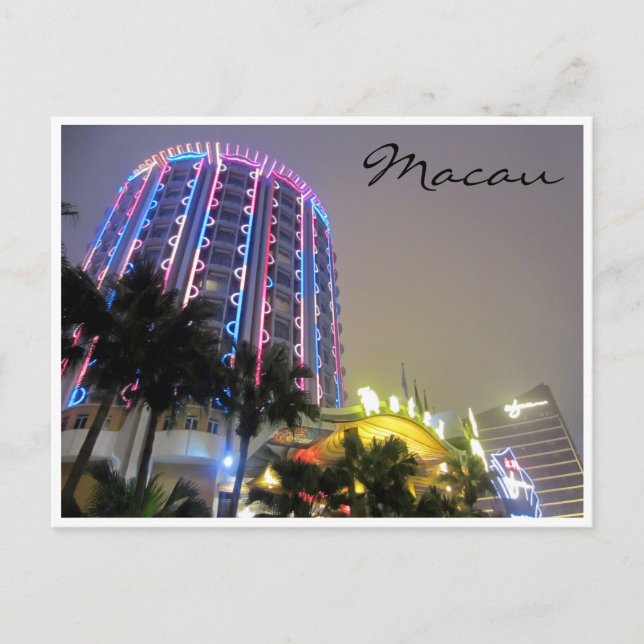 Cartão Postal luzes de néon do cassino (Frente)