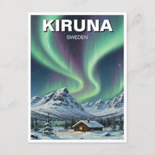Cartão Postal Luzes de Norte suecia Kiruna Aurora