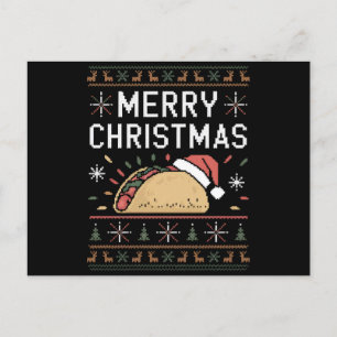 Cartão Postal Luzes de Suéter de Natal Feio do Papai Noel Taco N