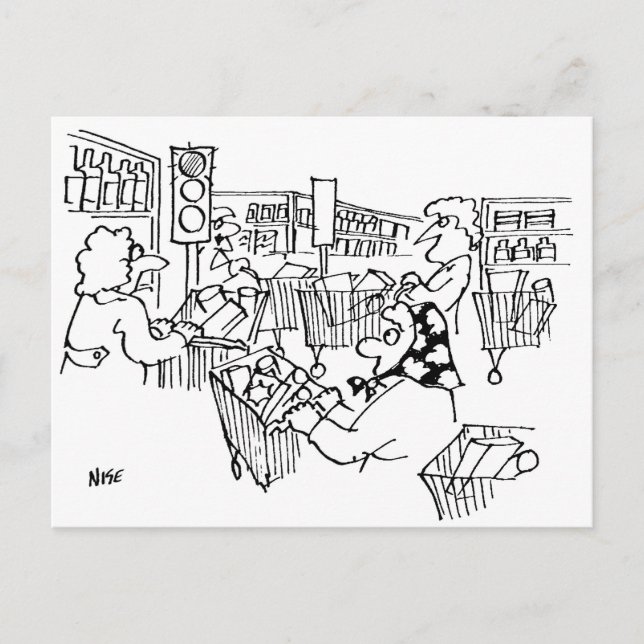 Cartão Postal Luzes De Tráfego De Supermercado Engraçadas (Frente)