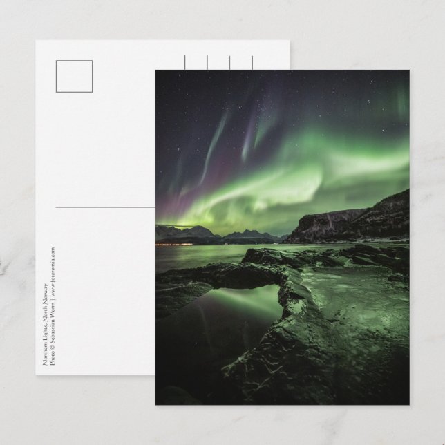 Cartão Postal Luzes do Norte Noruega (Frente/Verso)