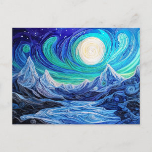 Cartão Postal Luzes do Norte Sobre Quilling do Fiorde Norueguês