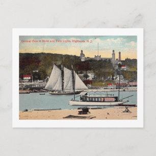 Cartão Postal Luzes gêmeas, Highlands, NJ Vintage