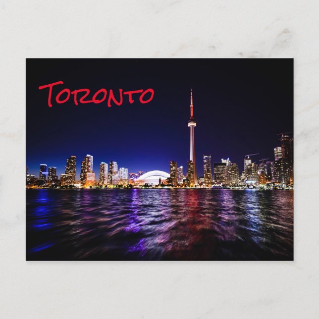 Cartão Postal Luzes Noturnas da Cidade de Toronto (Frente)
