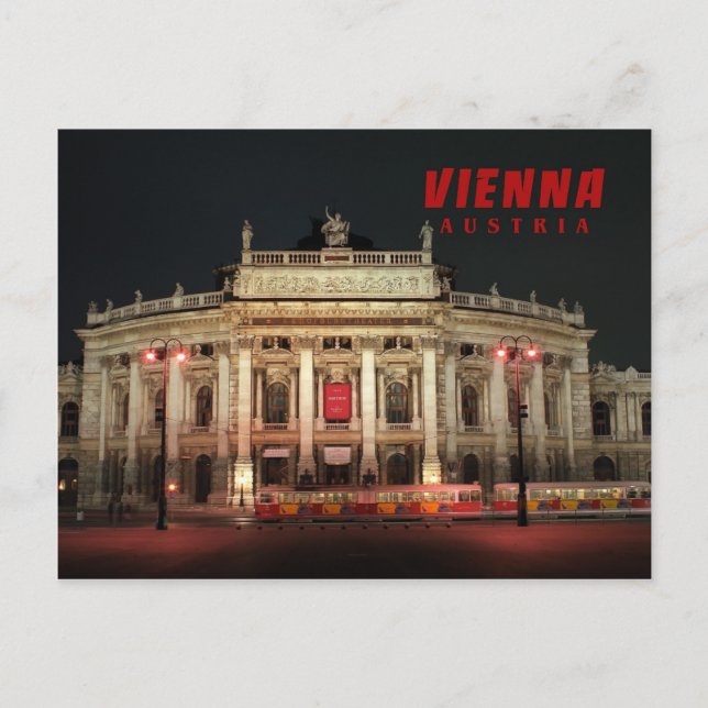 Cartão Postal Luzes noturnas de Viena (Frente)