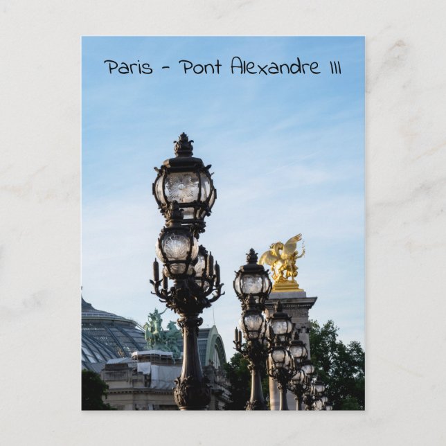 Cartão Postal Luzes sobre Pont Alexandre III - Paris, França (Frente)