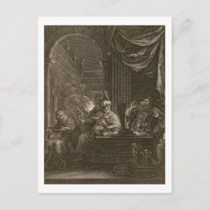 Cartão Postal Lycaon Metamorfoed em Lobo, 1731 (gravura)