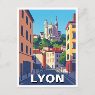 Cartão Postal Lyon França Basilica Viagem Abstrato