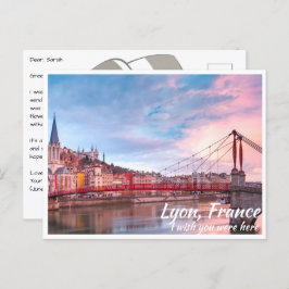 Cartão Postal Lyon França com Bridge Postcard