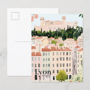 Cartão Postal Lyon França - Viagem de pintura por aquarela