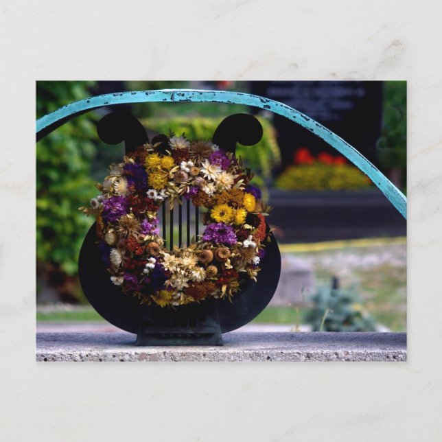 Cartão Postal Lyre com flores (Frente)