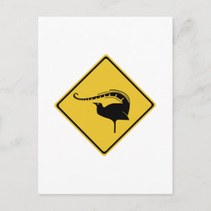 Cartão Postal Lyrebird Crossing, Sinal de Alerta de Tráfego, Aus