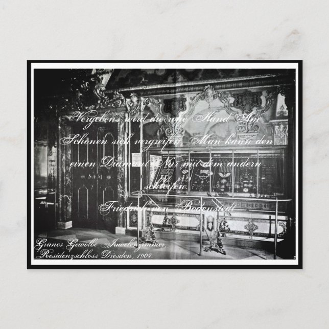 Cartão Postal Lyrik Gedicht Juwelenzimmer Dresden Grünes Gewölbe (Frente)