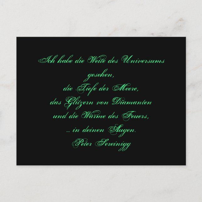 Cartão Postal Lyrik Gedicht Liebe – Love poem – Peter Sereinigg (Frente)