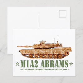 Cartão Postal M1A2 Abrams US MBT Tank Desert Storm Veteran