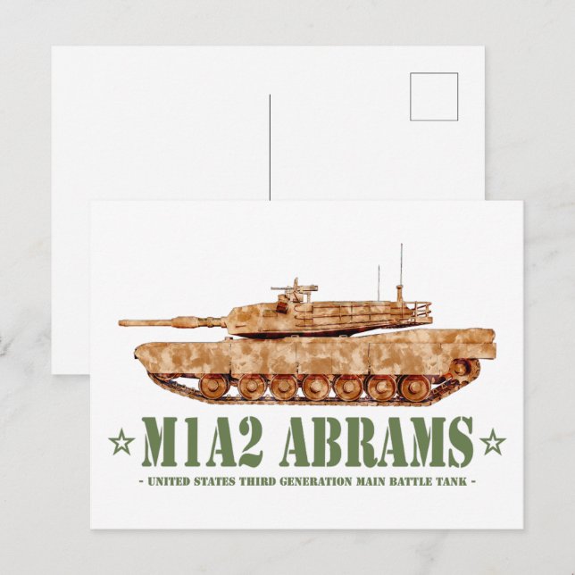 Cartão Postal M1A2 Abrams US MBT Tank Desert Storm Veteran (Frente/Verso)