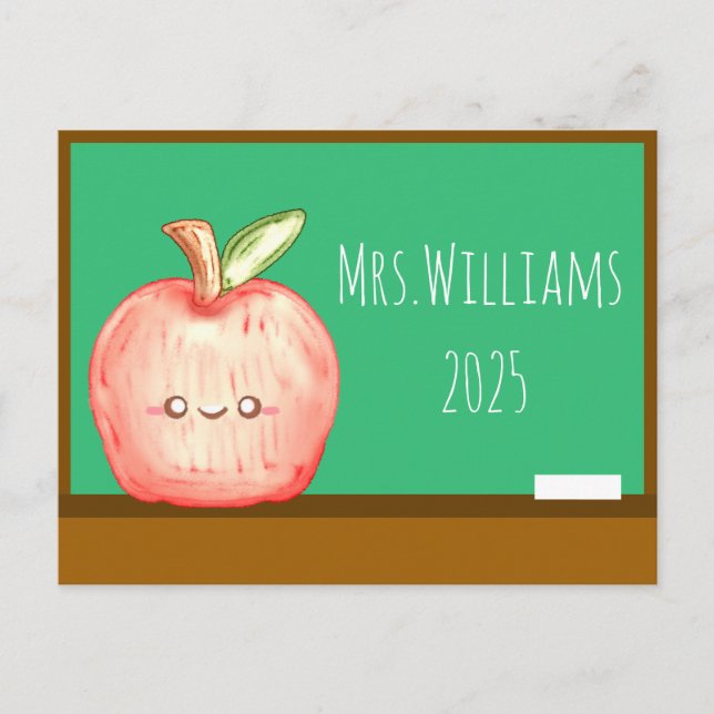 Cartão Postal Maçã de Fruta de Aquarela (Frente)