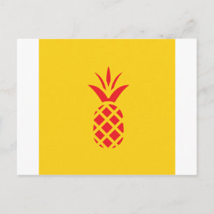 Cartão Postal Maçã de Pinheiro Vermelho em Amarelo.