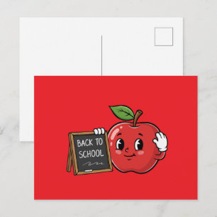 Cartão Postal Maçã Fofa de Volta às Aulas
