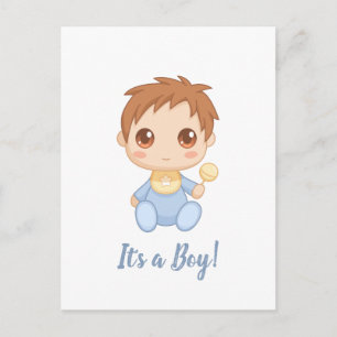 Cartão Postal Macacão Azul Menino Bebê