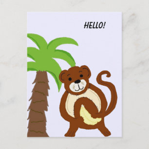 Cartão Postal Macaco Bobo com Palmeira