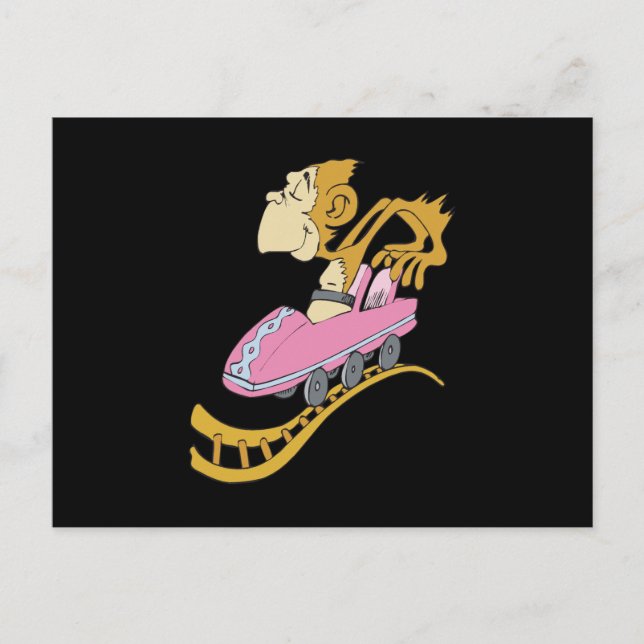 Cartão Postal Macaco bobo na porta copos rolante (Frente)