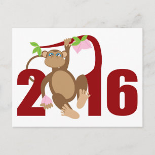 Cartão Postal Macaco chinês 2016 em árvore com Frutas de Longevi