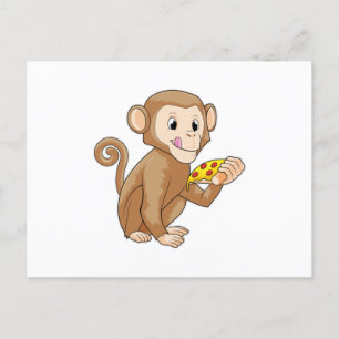 Cartão Postal Macaco com pedaço de pizza