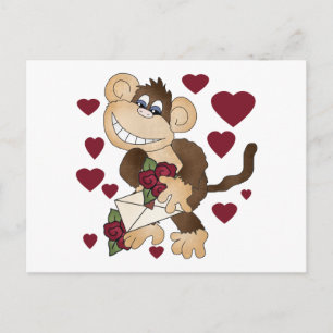 Cartão Postal Macaco com Rosas vermelhas e presentes