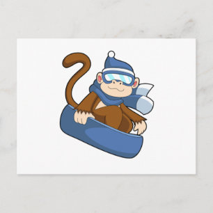 Cartão Postal Macaco como snowboarder com Sonowboard.PNG