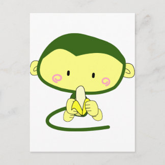 Cartão Postal Macaco De Cartoon Bonito Comendo Banana