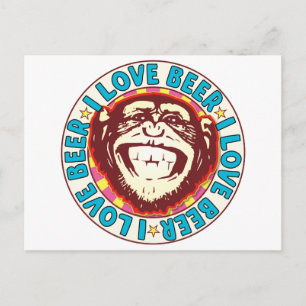 Cartão Postal Macaco De Cerveja