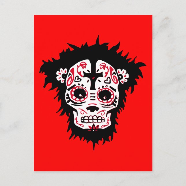 Cartão Postal macaco dia de los muertos (Frente)